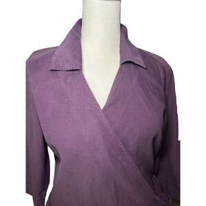 J. JILL Woman's Corduroy Wrap Tie Waist Jacket ‎ Purple Size 8